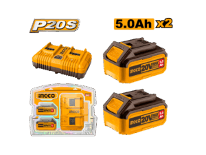INGCO SET X 2 BATERIAS 20V 5AMP + 1 CARGADOR_FBCPK2425