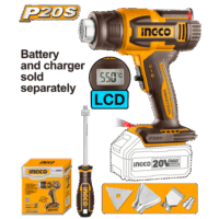 INGCO PISTOLA DE CALOR 20V P20S LCD TEMP 30-550° SIN BAT Y SIN CARG INGCO
