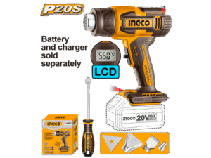 INGCO PISTOLA DE CALOR 20V P20S LCD TEMP 30-550° SIN BAT Y SIN CARG INGCO